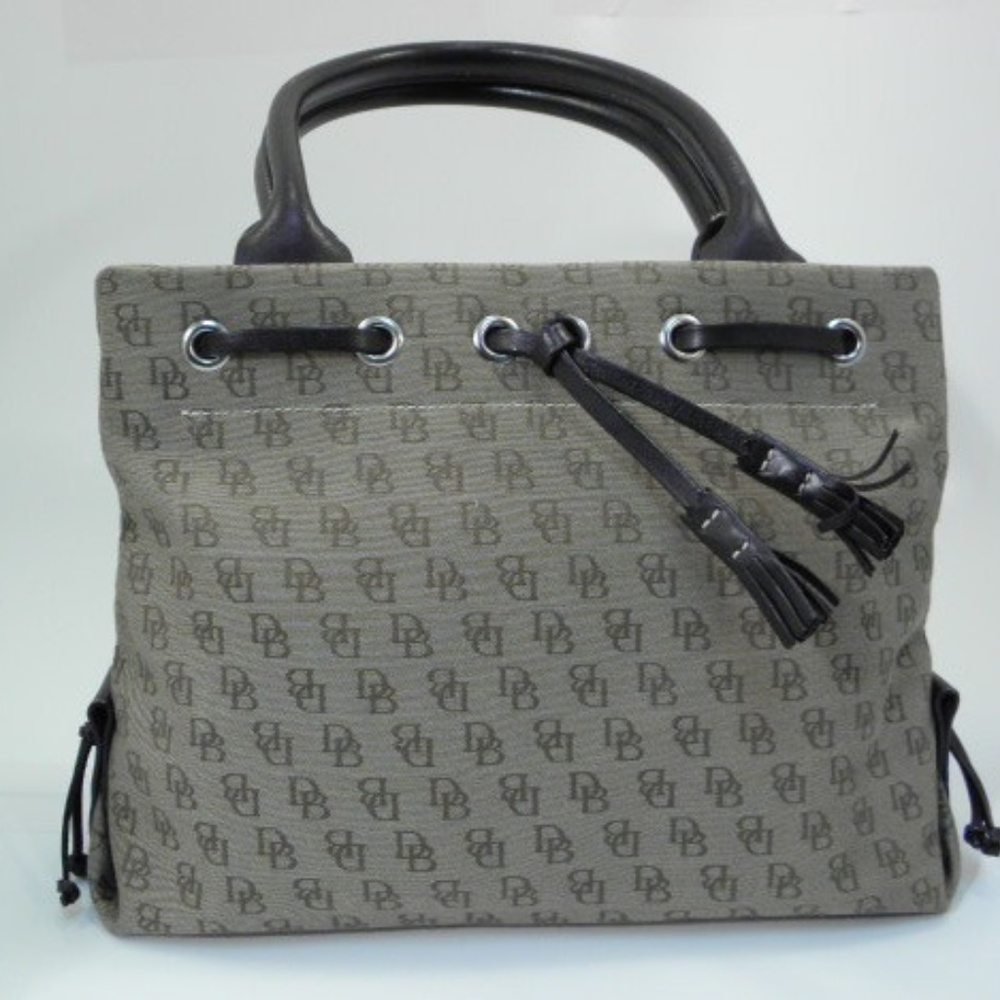 Dooney & Bourke Beige Canvas Leather Satchel - Picture 1 of 8